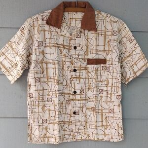 Vintage Geometric Pattern Short Sleeve Shirt 1950's